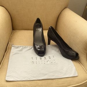 Black patent snake Stuart Weitzman heels